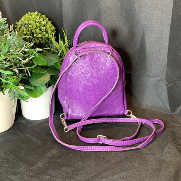 NWOT Mara’s Taormina leather purple and gold mini backpack / crossbody main image 8